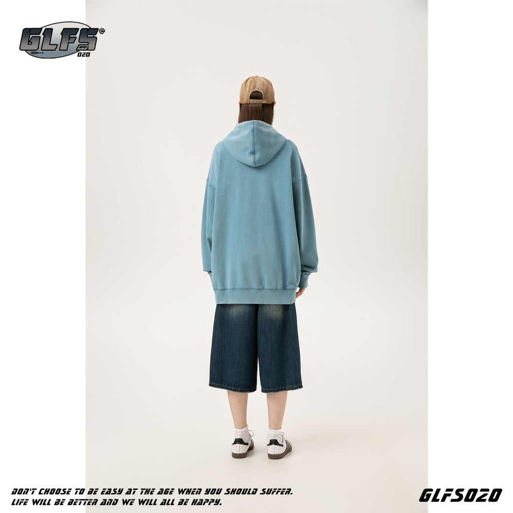 GLFS street wear ink print Pullover Oversized Hoodie