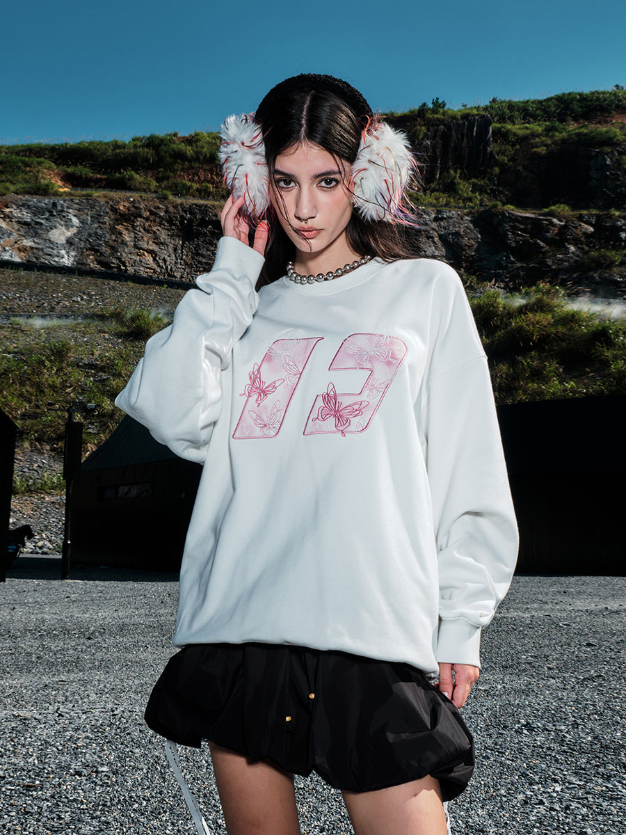 FORNINES Butterfly embroidery heavy Sweatshirt