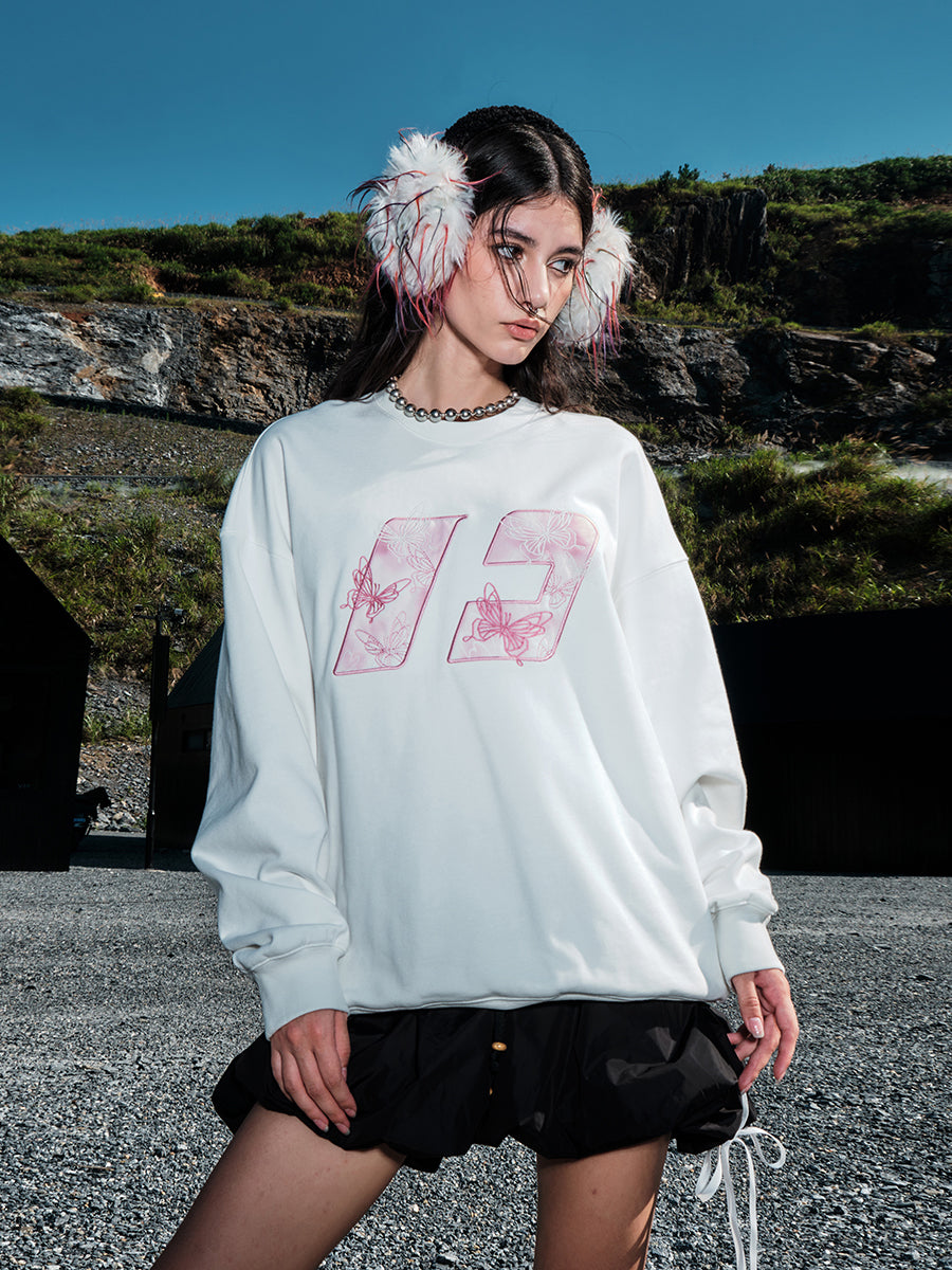 FORNINES Butterfly embroidery heavy Sweatshirt