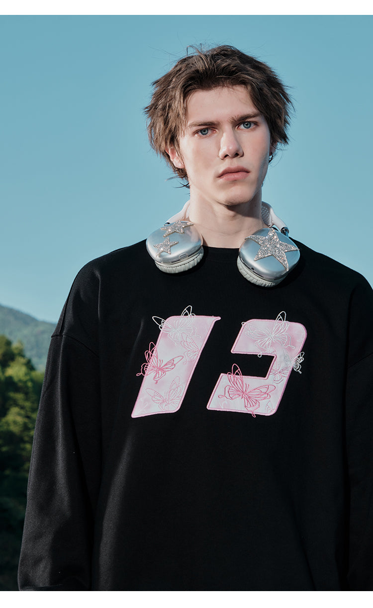 FORNINES Butterfly embroidery heavy Sweatshirt