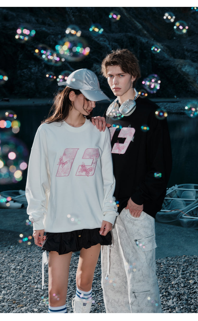 FORNINES Butterfly embroidery heavy Sweatshirt