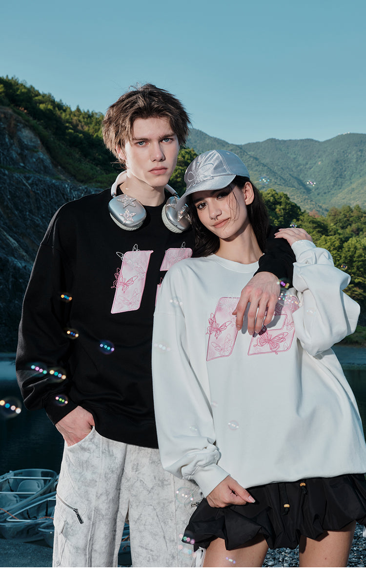 FORNINES Butterfly embroidery heavy Sweatshirt