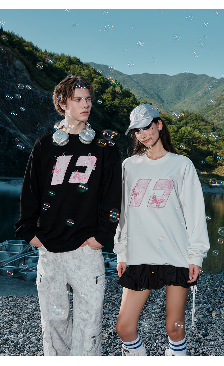 FORNINES Butterfly embroidery heavy Sweatshirt