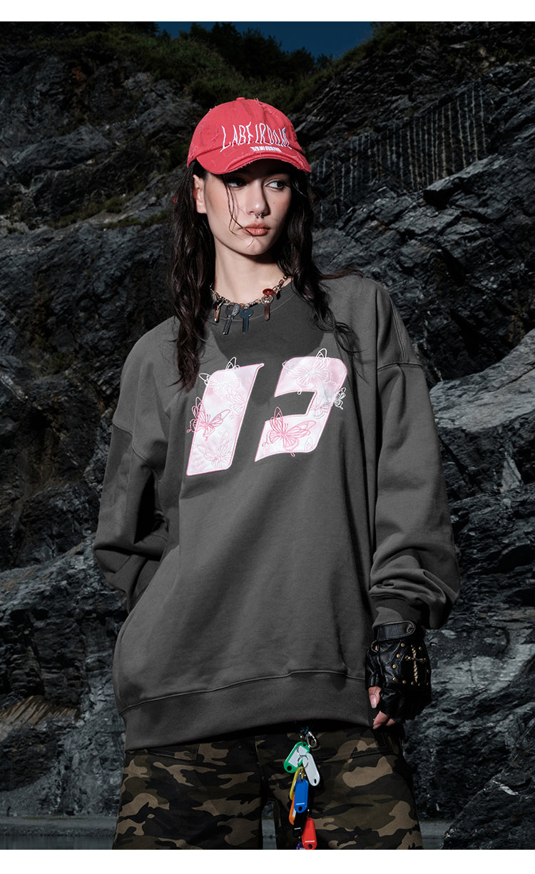 FORNINES Butterfly embroidery heavy Sweatshirt