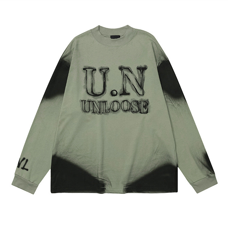 #OVDY Trendy Brand Small Neck Long Sleeve Smudge Print Oversize Sweatshirt