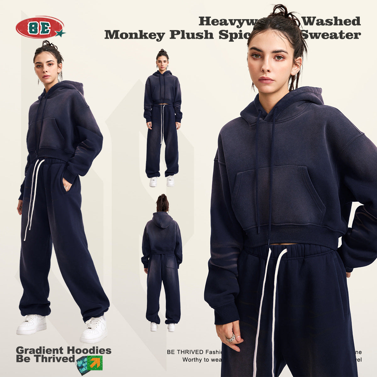 BE Women Sprayed Cropped Hoodie