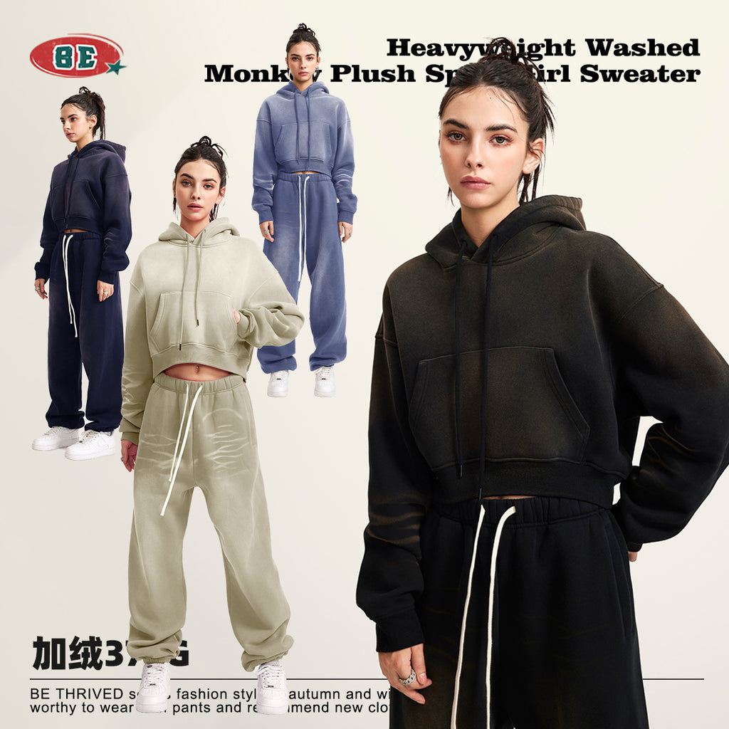 BE Women Sprayed Cropped Hoodie