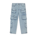 DICETINY multi-pocket washed distressed jeans