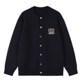 MATCHA STORY 1954 Badge Embroidered Crew Neck Cardigan Sweater
