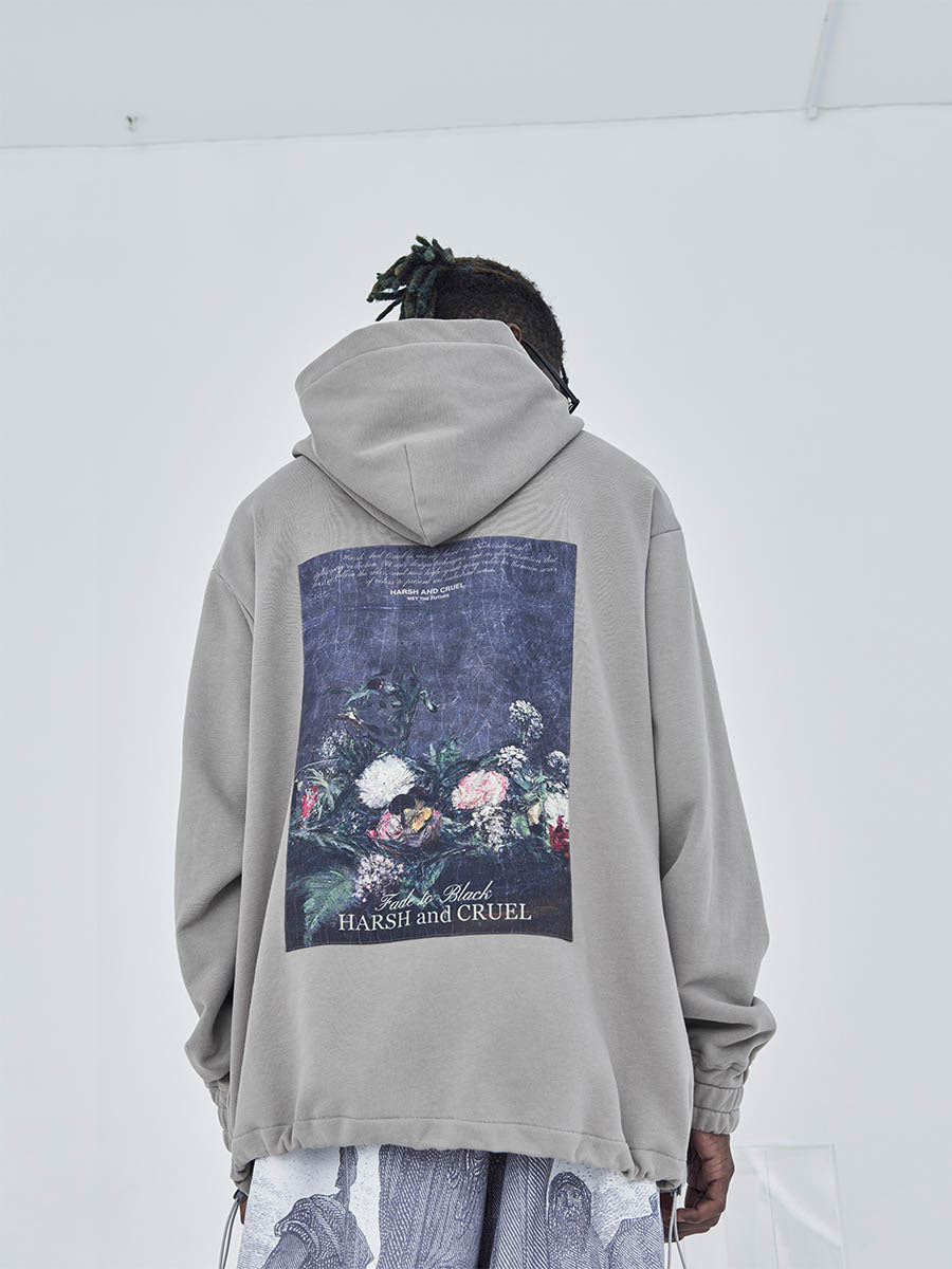 Harshandcruel retro oil painting flower hoodie