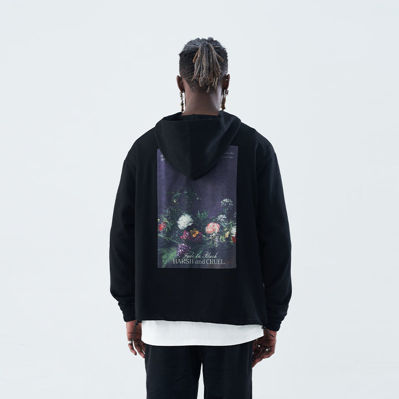 Harshandcruel retro oil painting flower hoodie