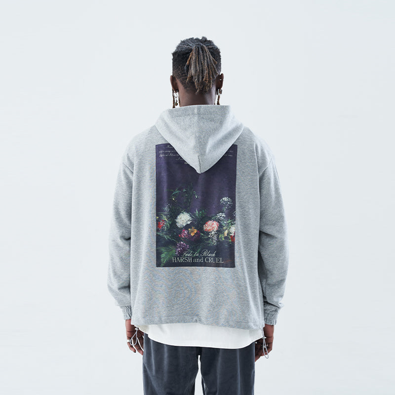 Harshandcruel retro oil painting flower hoodie