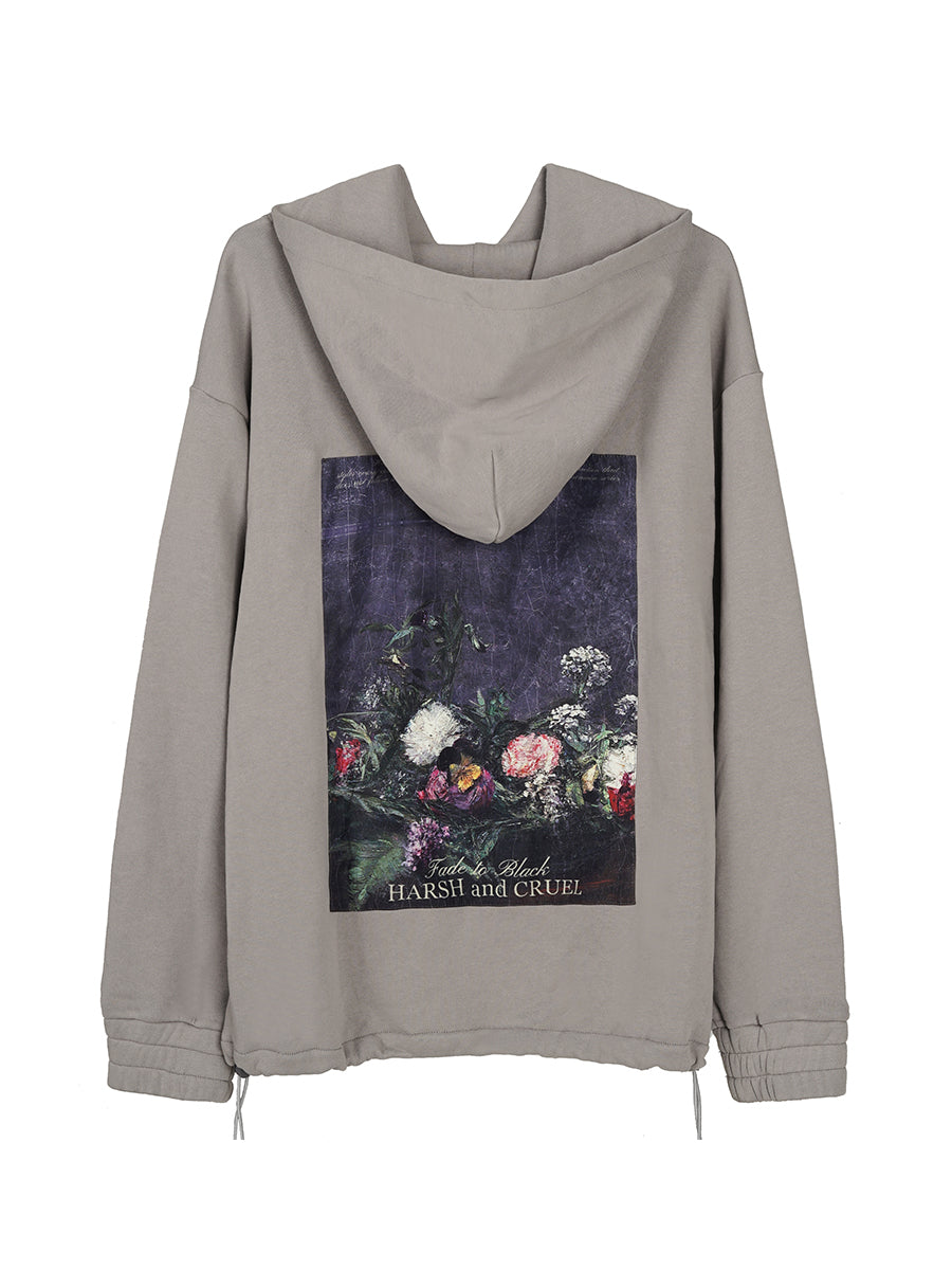 Harshandcruel retro oil painting flower hoodie