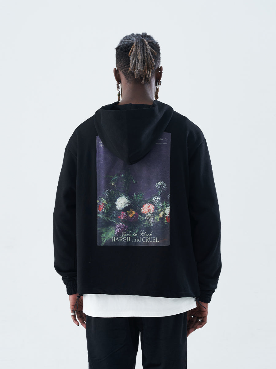 Harshandcruel retro oil painting flower hoodie