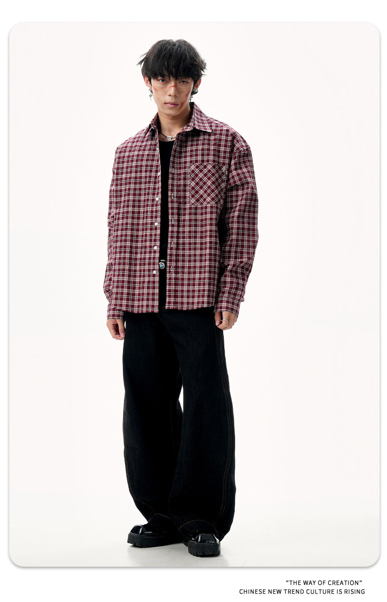 11KN Red and blue contrasting plaid shirt