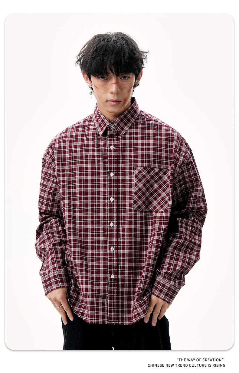 11KN Red and blue contrasting plaid shirt