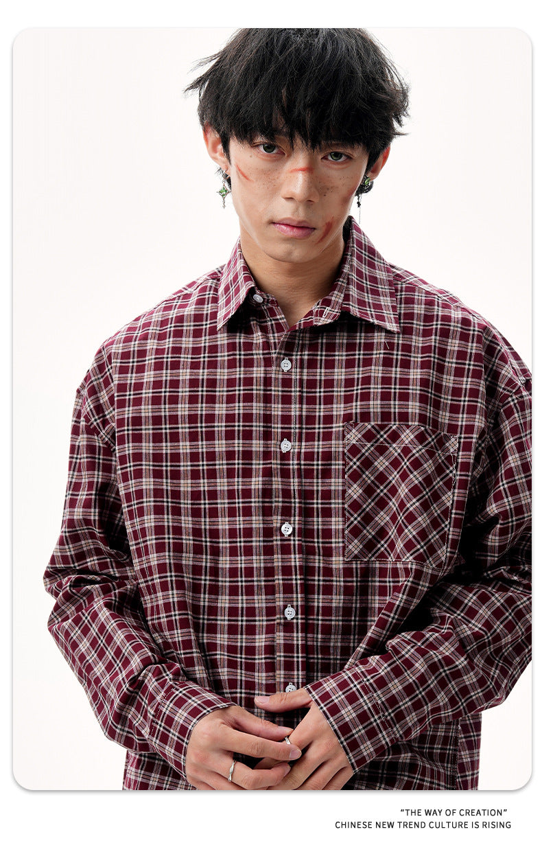 11KN Red and blue contrasting plaid shirt