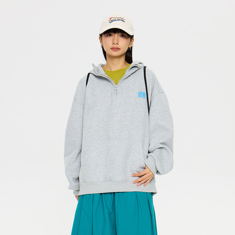 OWOX monogram embroidered logo versatile half-zip Sweatshirt