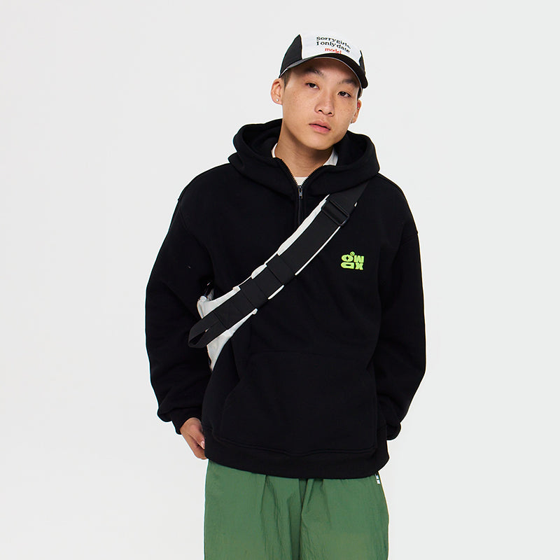 OWOX monogram embroidered logo versatile half-zip Sweatshirt