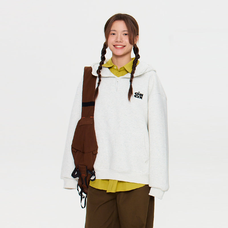 OWOX monogram embroidered logo versatile half-zip Sweatshirt