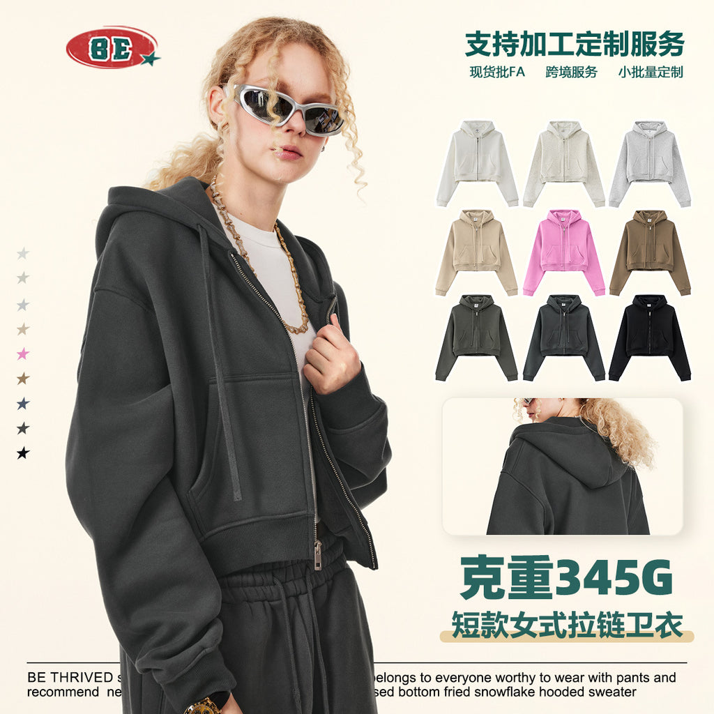 BE Women Loose Zipper Jacket
