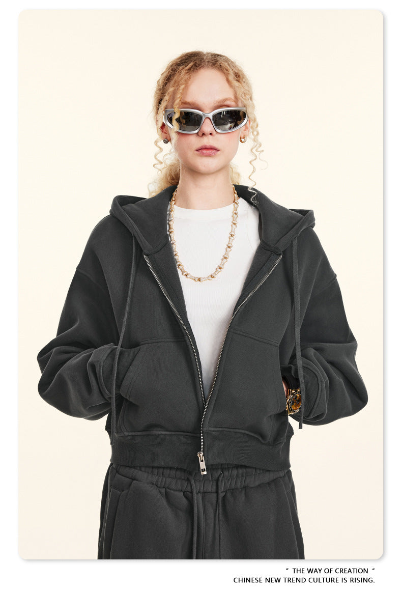 BE Women Loose Zipper Jacket
