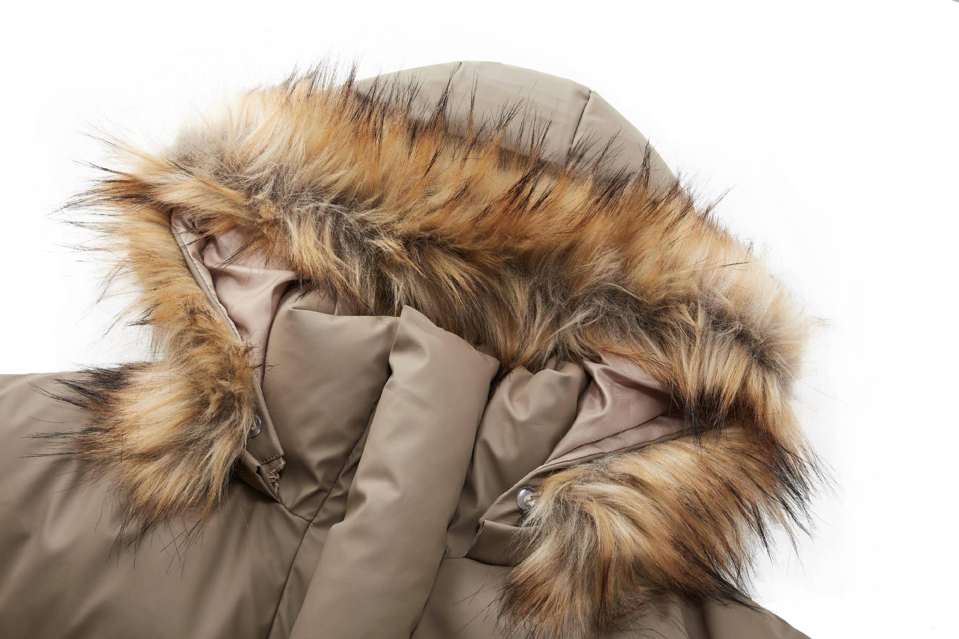 MADEXTREME Carved Detachable Hooded Winter Padded Fur Collar Parker Jacket