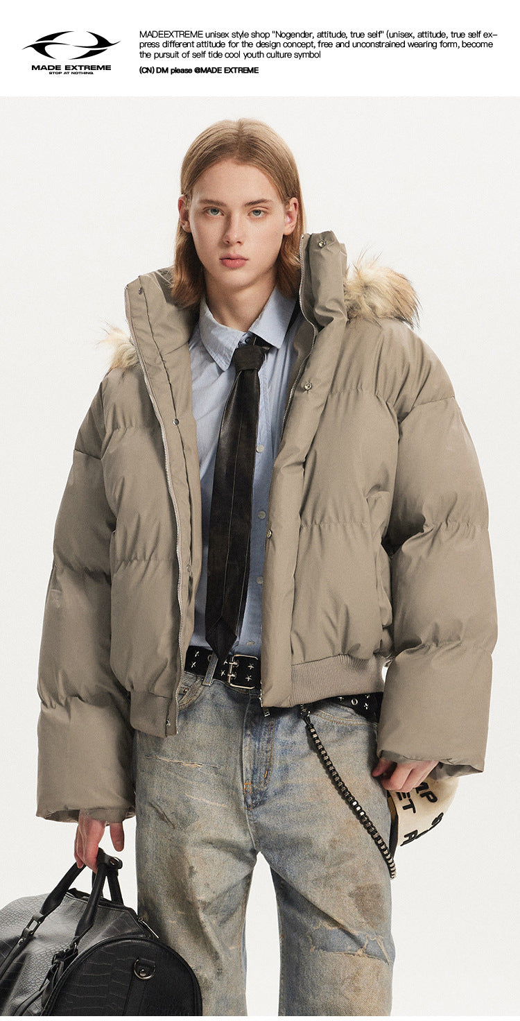 MADEEXTREME Faux fur collar mountain carved thickened Parka Jacket