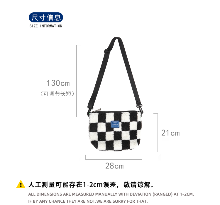 FREEIN original lamb's wool Plaid crossbody bag