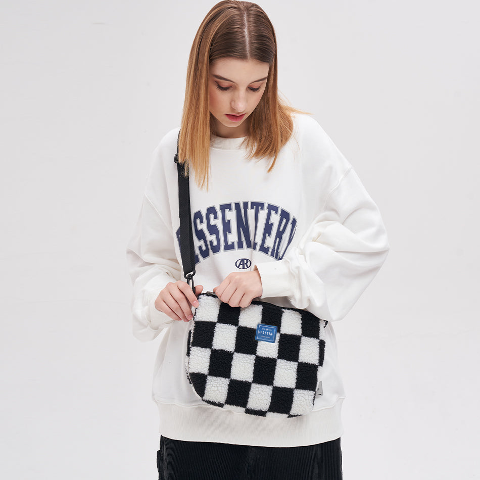 FREEIN original lamb's wool Plaid crossbody bag