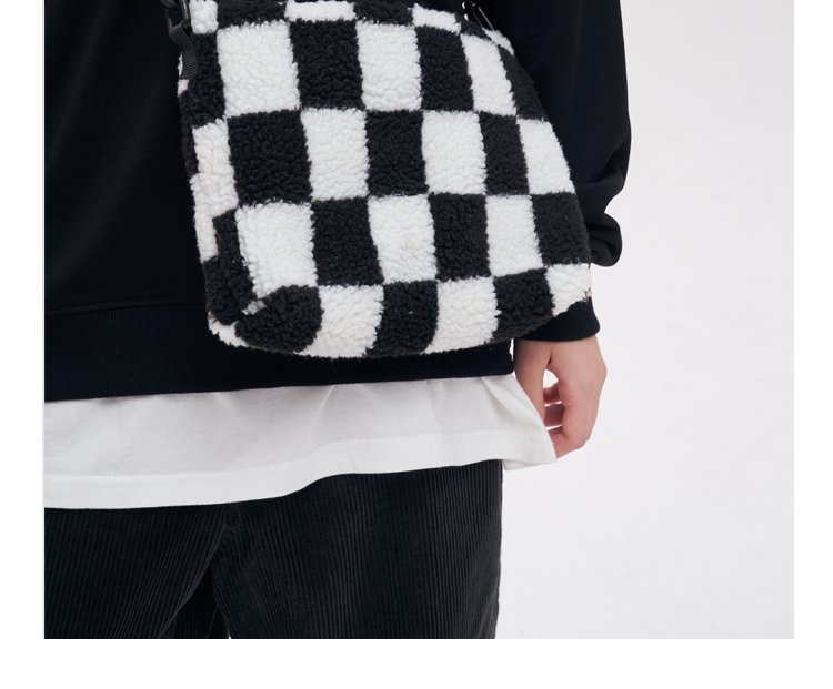 FREEIN original lamb's wool Plaid crossbody bag