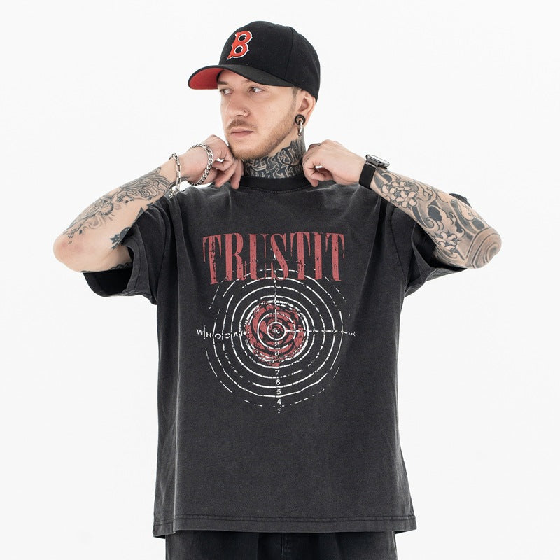 "Clearance" FORGIVNESS Rose Bullseye Destruction Wash Heavy 100% Cotton Tee