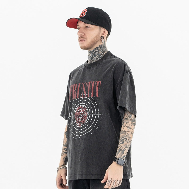 "Clearance" FORGIVNESS Rose Bullseye Destruction Wash Heavy 100% Cotton Tee