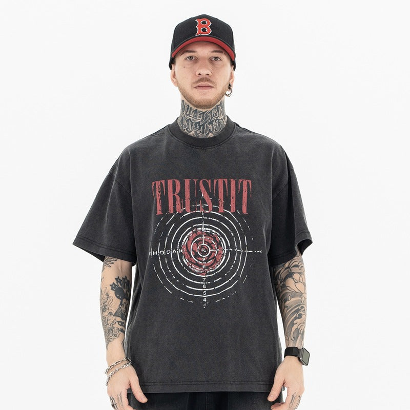 "Clearance" FORGIVNESS Rose Bullseye Destruction Wash Heavy 100% Cotton Tee
