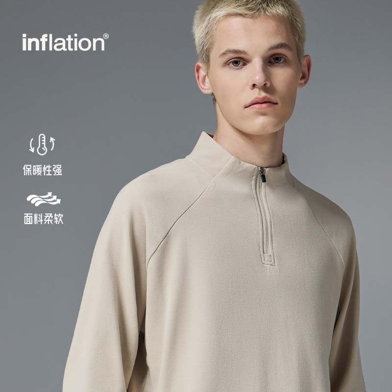 INFLATION Double-sided Fleece half zipper outdoor base shirt raglan cycling long sleeve Sweatshirt