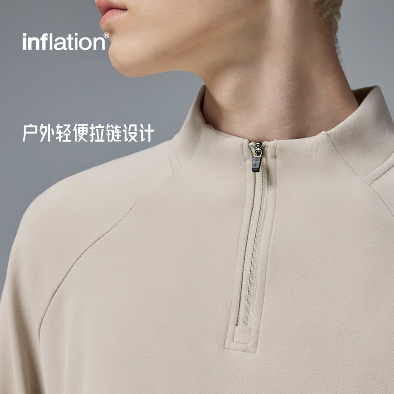 INFLATION Double-sided Fleece half zipper outdoor base shirt raglan cycling long sleeve Sweatshirt