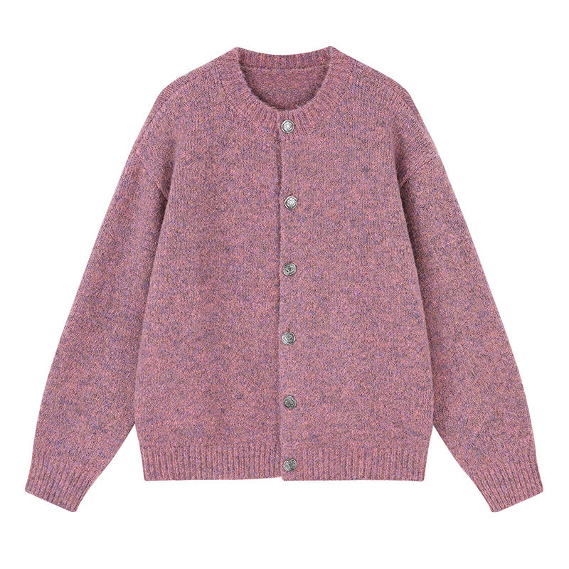 MATCHA STORY Blend round neck cardigan sweater
