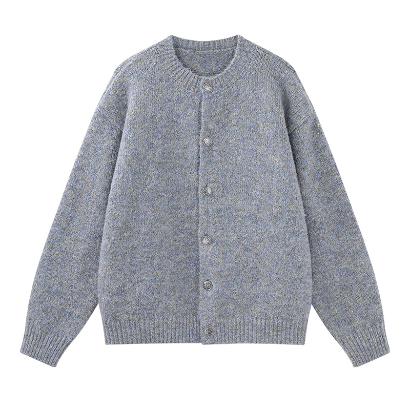 MATCHA STORY Blend round neck cardigan sweater