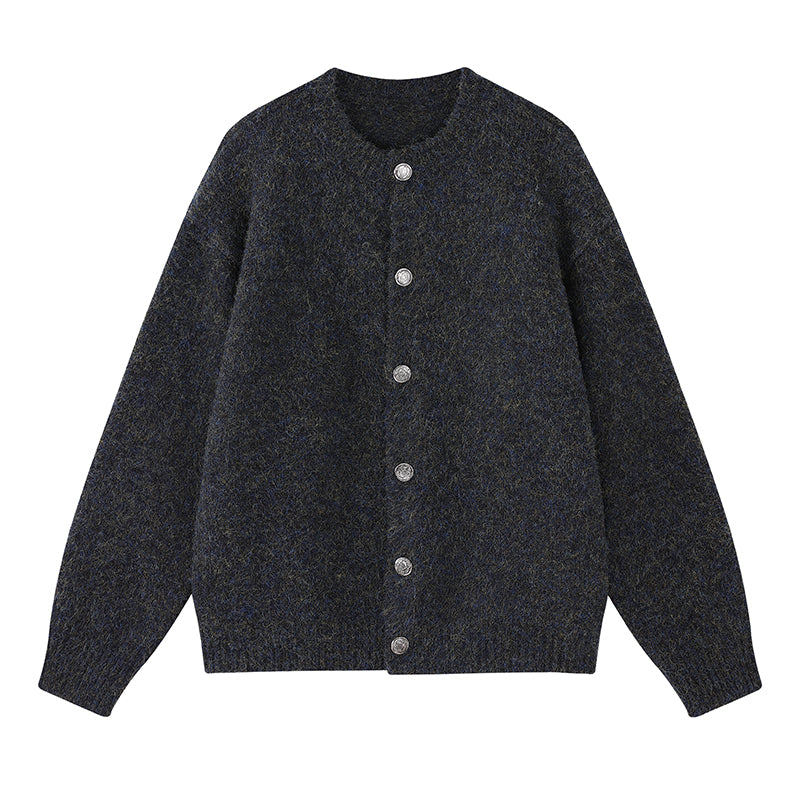 MATCHA STORY Blend round neck cardigan sweater