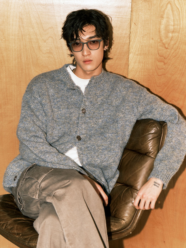 MATCHA STORY Blend round neck cardigan sweater
