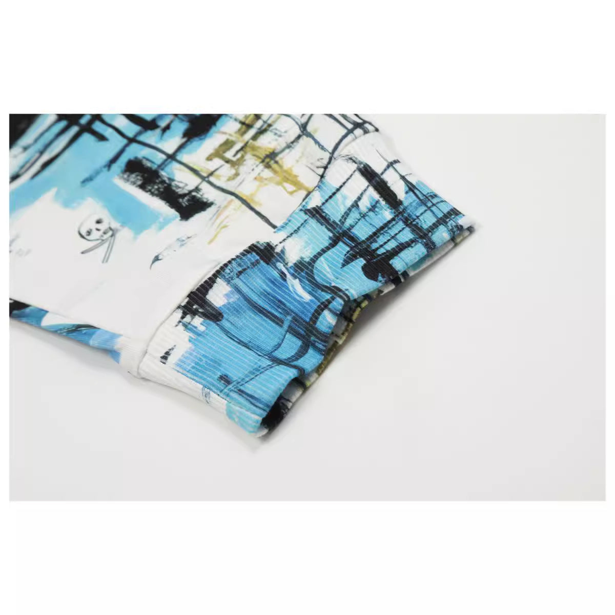 GLFS American Retro Full Print Skull Graffiti Long Sleeve Sweatshirt