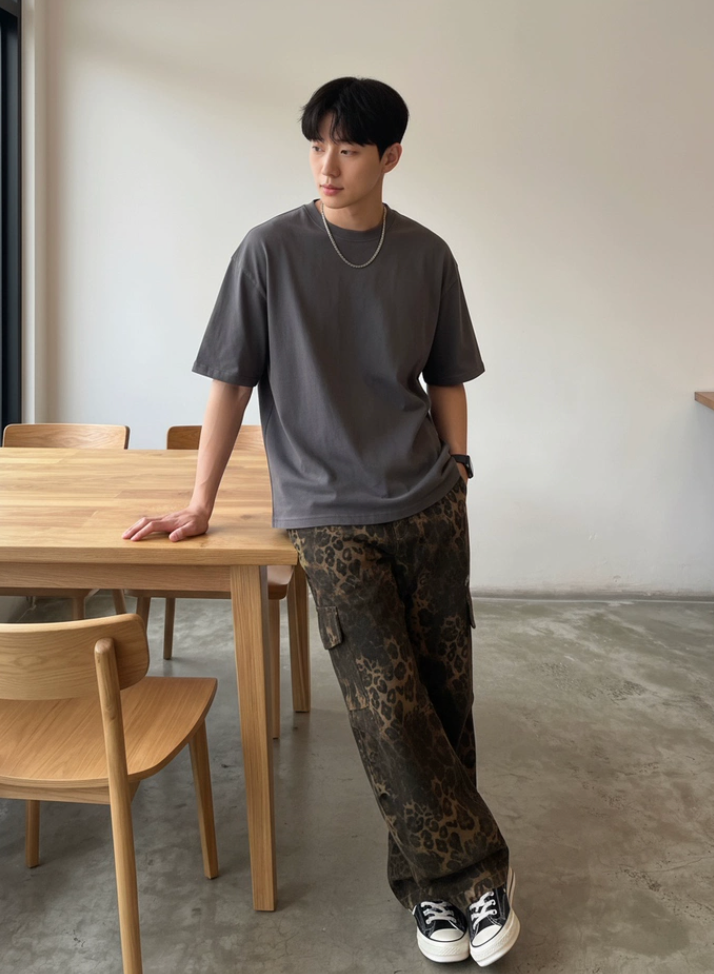 404MOB Retro Leopard Print Wide-leg Cargo Pants