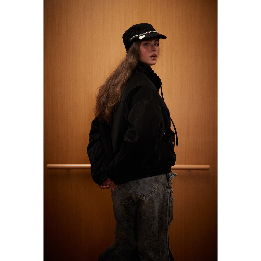 STAFFPICK American Retro Matte PU Leather Jacket