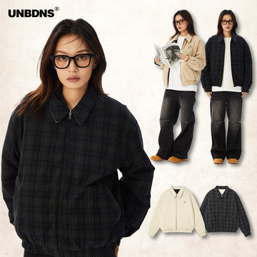 UNBDNS Vintage Reversible Plaid Winter Jacket