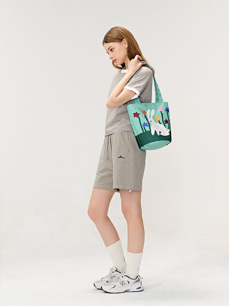 FREEIN original rabbit flower print shoulder bag