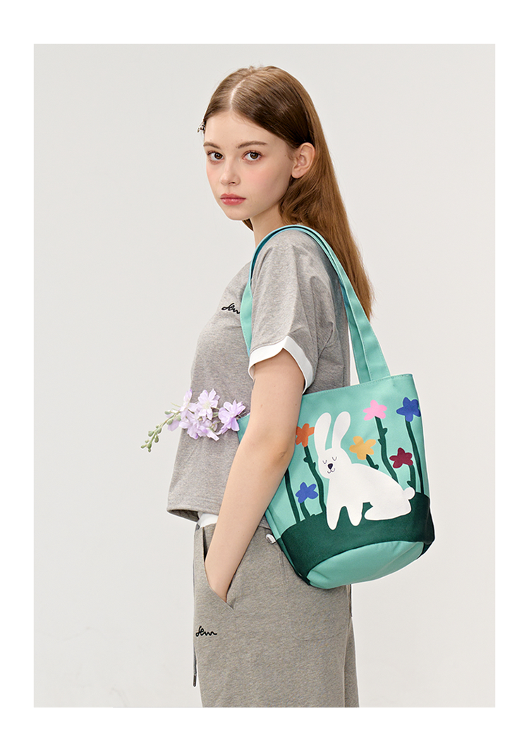 FREEIN original rabbit flower print shoulder bag
