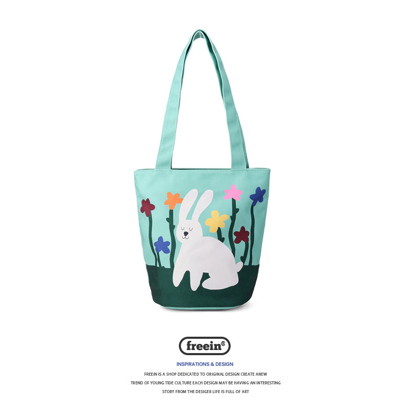 FREEIN original rabbit flower print shoulder bag