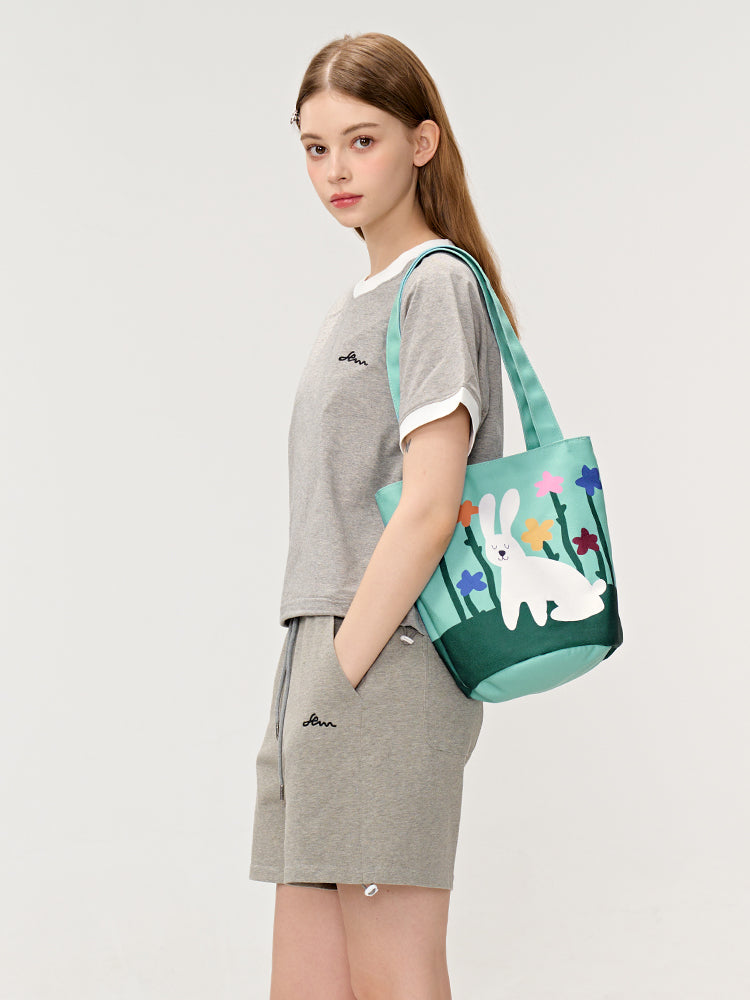 FREEIN original rabbit flower print shoulder bag