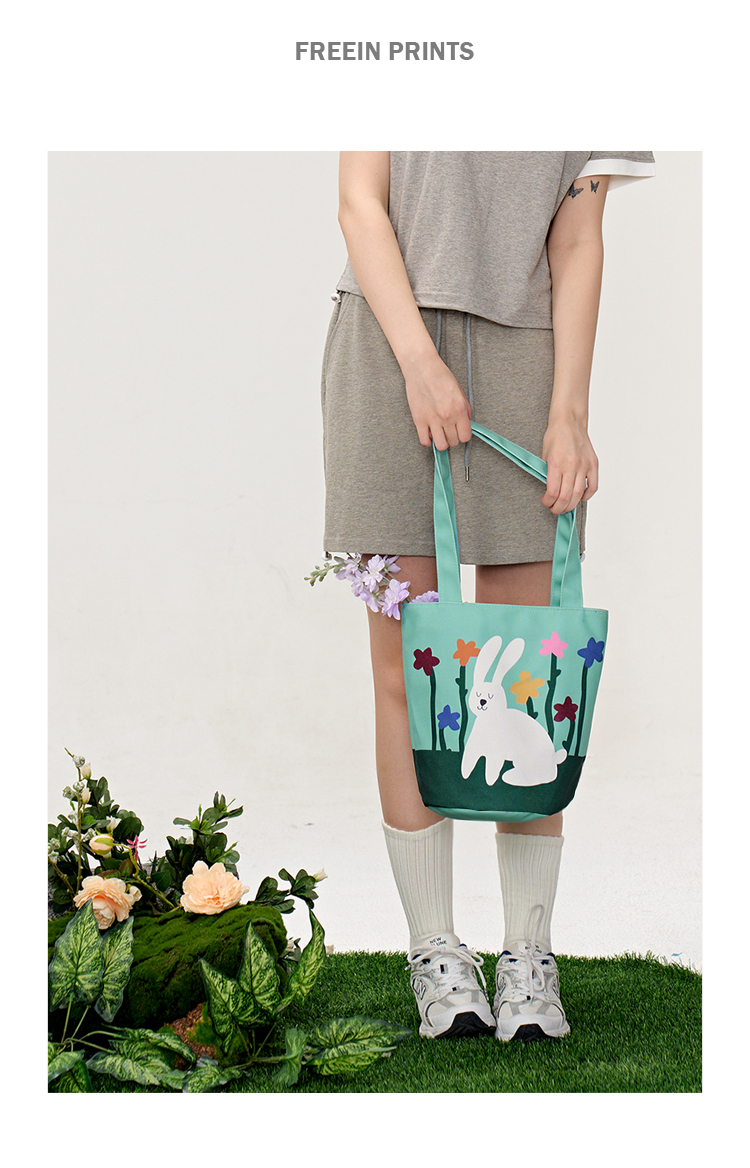 FREEIN original rabbit flower print shoulder bag