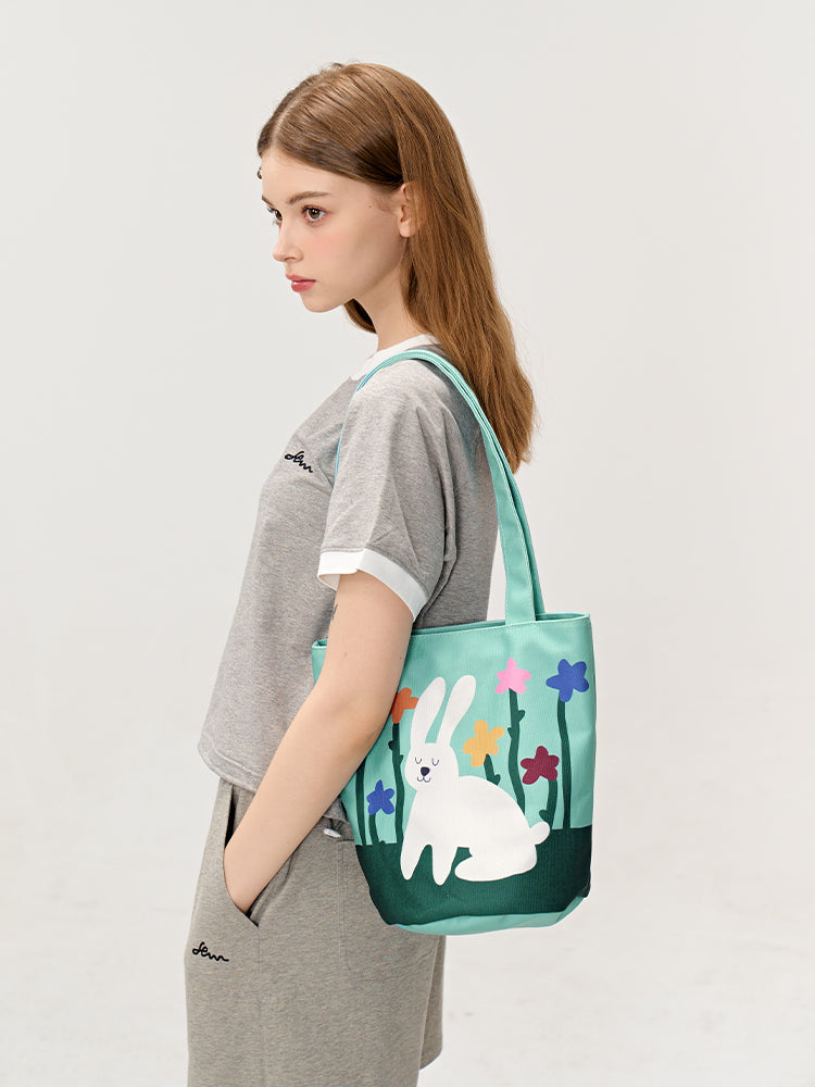 FREEIN original rabbit flower print shoulder bag